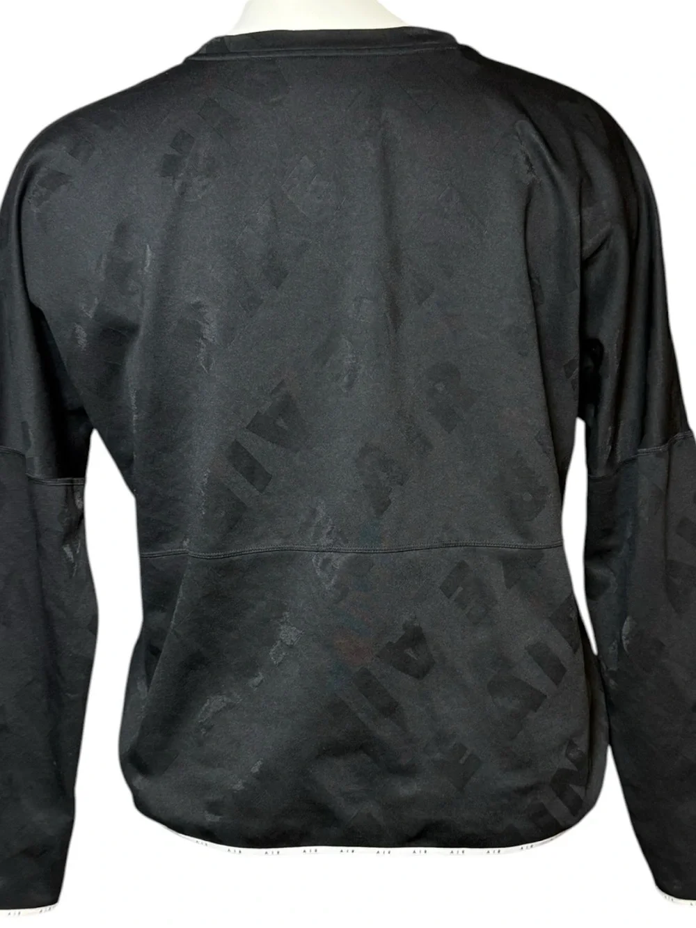 Nike Air Dri-FIT Cropped Long Sleeve Top Black Jacquard Logo 2X